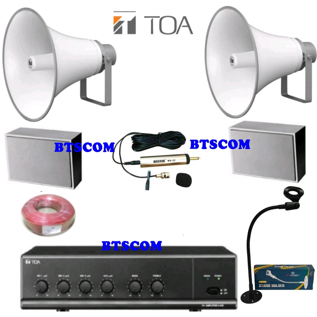 PAKET TOA SPEAKER LUAR DAN DALAM PAKET SOUND SYSTEM TOA MASJID DAN MUSHOLLA  SAMA STAND MIC DINDING