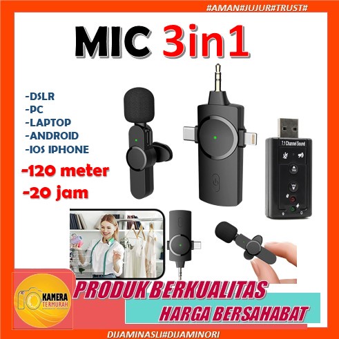 Microphone Mic Clip On Wireless USB PC Zoom Laptop 120Meter