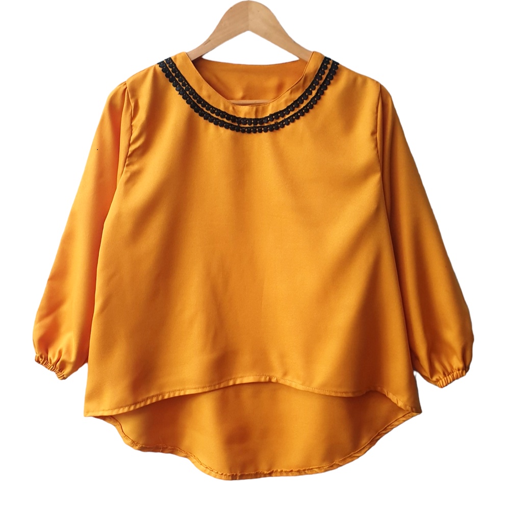 LVL - Real Pict - Blouse Atasan Wanita Jumbo Model Baru Baju Fashion Blus Cewek Renata Renda