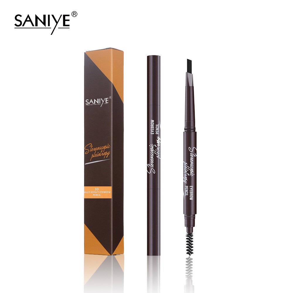 SANIYE BPOM 2 In 1 Rotation Eyebrow Pencil With Eyebrow Brush Pensil Alis