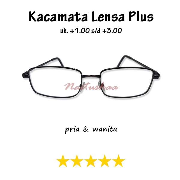 Kacamata Plus [+] Uk. +1.00 s.d +3.00 Bingkai Besi Hitam Kacamata Untuk Pria dan Wanita Rabun Dekat Reading Glasses NOCASE