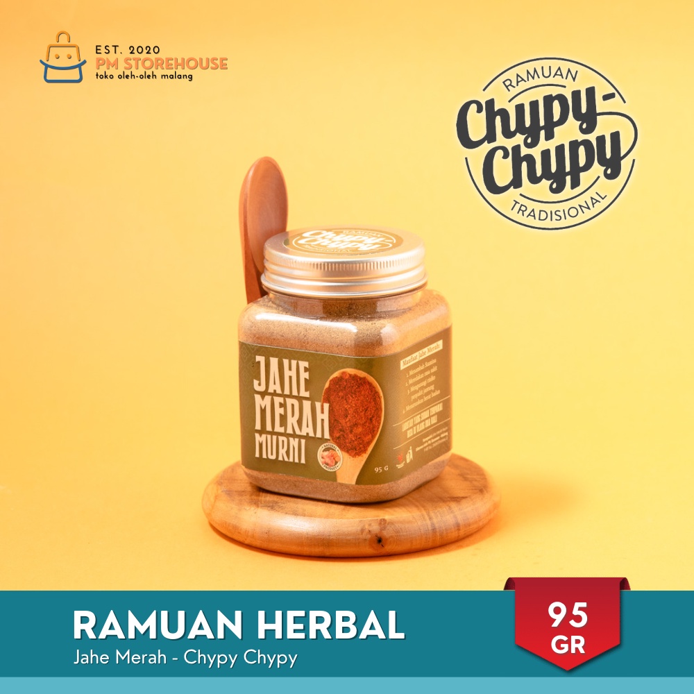 Ramuan Tradisional Jahe Merah Chypy -  Bubuk Murni Tanpa Gula Herbal Organik - Kemasan Toples