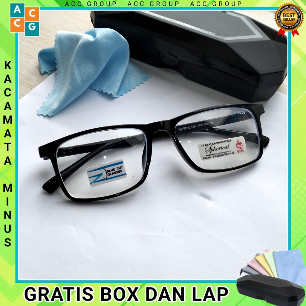 Kacamata Minus Blueray Anti Radiasi Kotak Gratis Box dan Lap