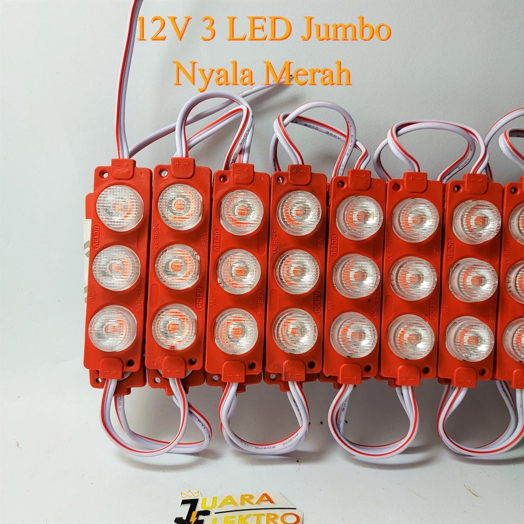 LED MODULE 12V 3 LED Jumbo Nyala Putih, Merah, Kuning, Hijau, Biru