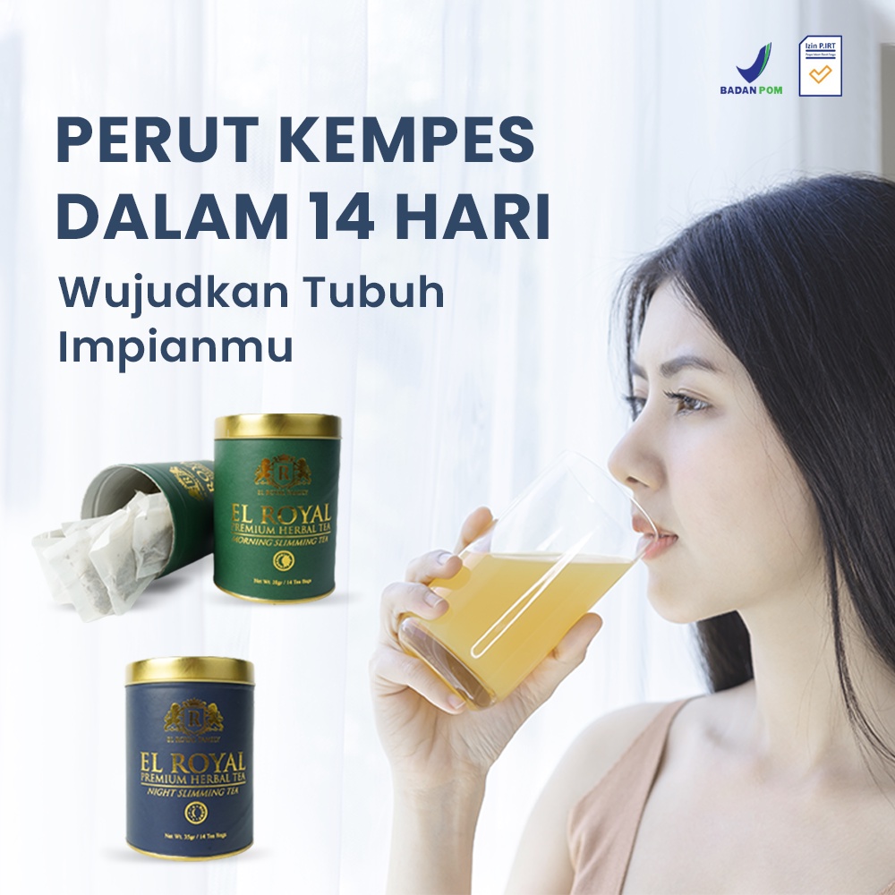 Teh Diet Detox Pelangsing Penurun Berat Badan Alami Pembakar Penghilang Peluntur Lemak Tubuh Badan Paha Lengan Perut Buncit El Royal Premium Herbal Tea Memperlancar Pencernaan Mengendalikan Nafsu Makan Ampuh Original BPOM