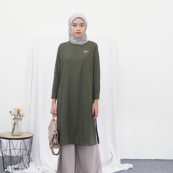 Khimar Syari Tunik Ederra Kalana / Atasan Wanita - Seaweed, Reguler SM S0M5