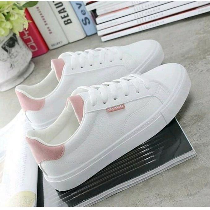 TREND KEKINIAN O21 Sepatu Wanita Sneaker Putih BEIER Sepatu Kets Simple ゴ