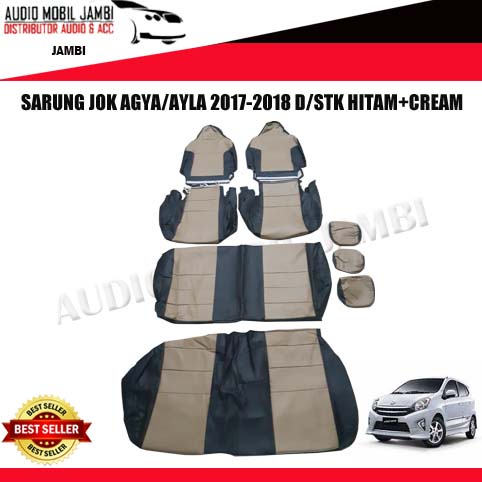 SARUNG JOK MOBIL AGYA AYLA HITAM CREAM SEAT COVER MOBIL SALE MURAH MERIAH