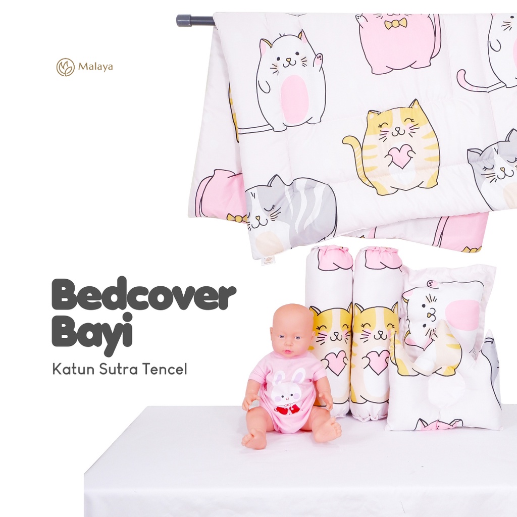 BEDCOVER BAYI SET SARUNG BANTAL GULING KATUN TANCEL / SELIMUT BAYI MULTIFUNGSI / BABY BEDDING SET MALAYA BABY / ALAS TIDUR BAYI SET