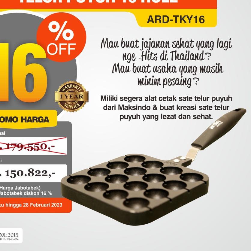 ✮ ARDIN Alat Cetakan Sate Telur Puyuh 16 Hole ARD-TKY16 ❉