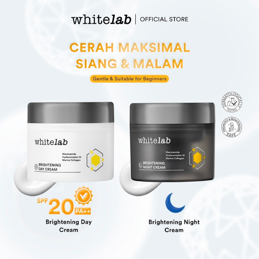 Bisa COD - Whitelab Brightening Day &amp; Night Cream - Cream Siang Malam /mencerahkan/niacinamide