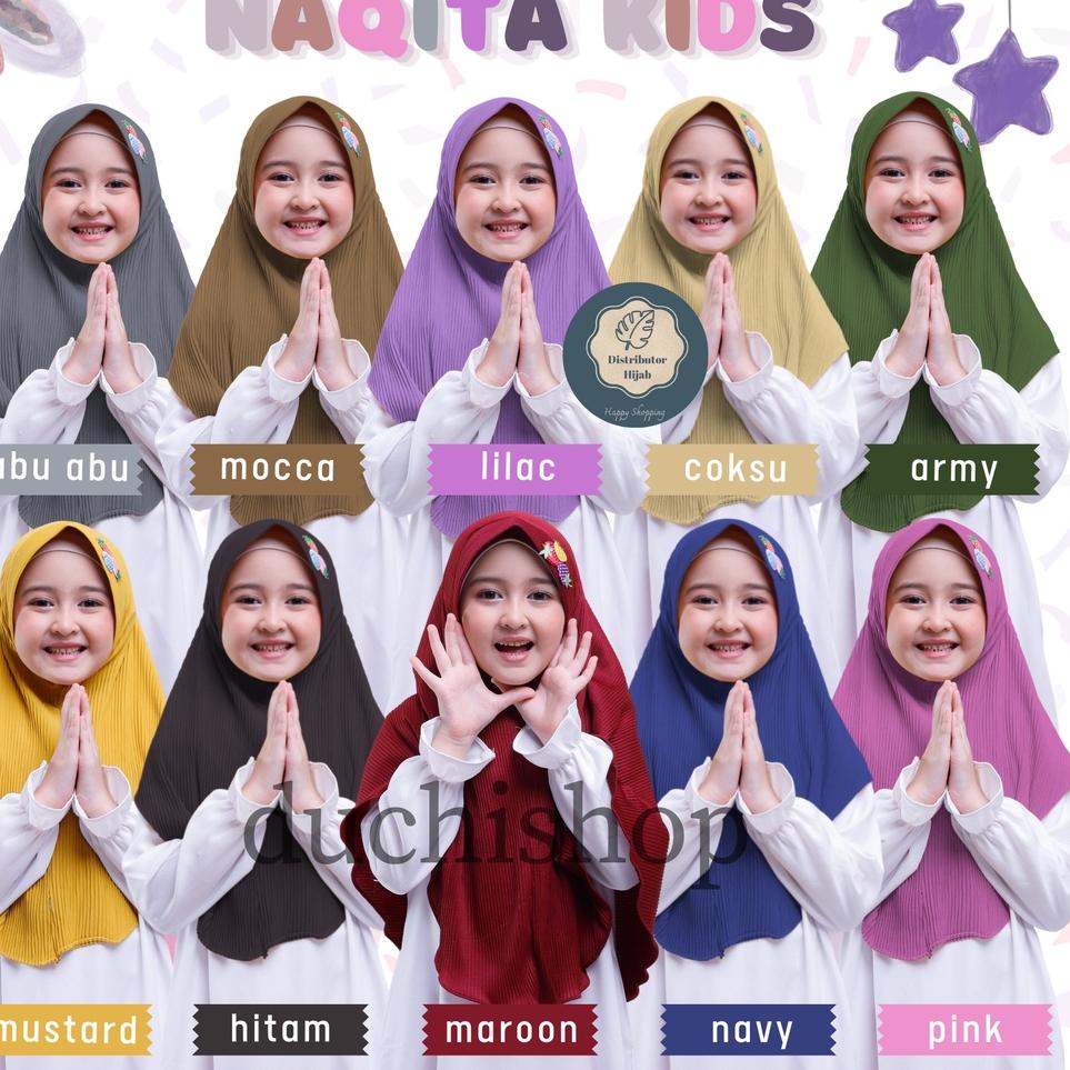 >V44859) Jilbab plisket anak naqita kids jilbab afika jilbab anak hijab anak plisket usia 6-10 tahun