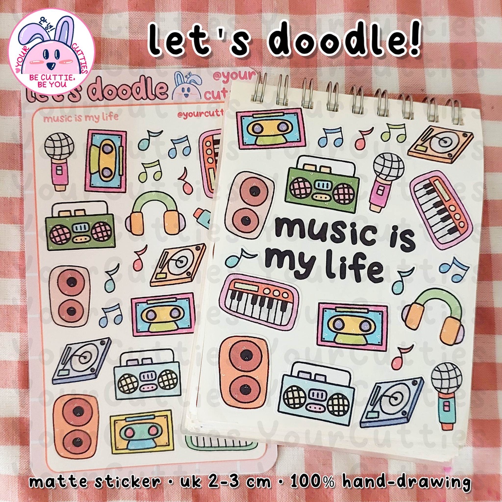 

[SHEET] STIKER MUSIK MUSIC IS MY LIFE DOODLE JURNAL BUJO PLANNER LUCU MURAH