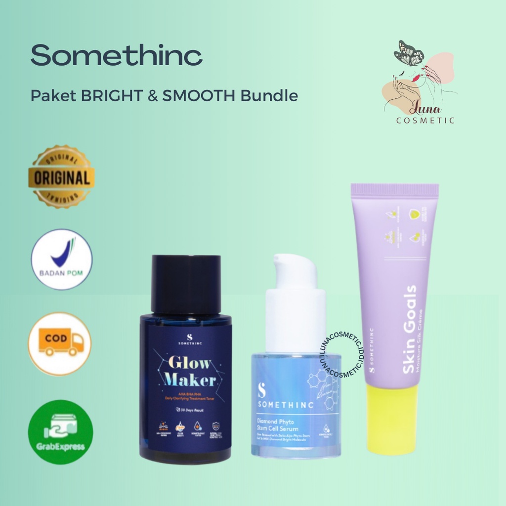 Somethinc Paket BRIGHT &amp; SMOOTH Bundle | Glow maker40ml+Diamondserum20ml+moisture silk creme25ml