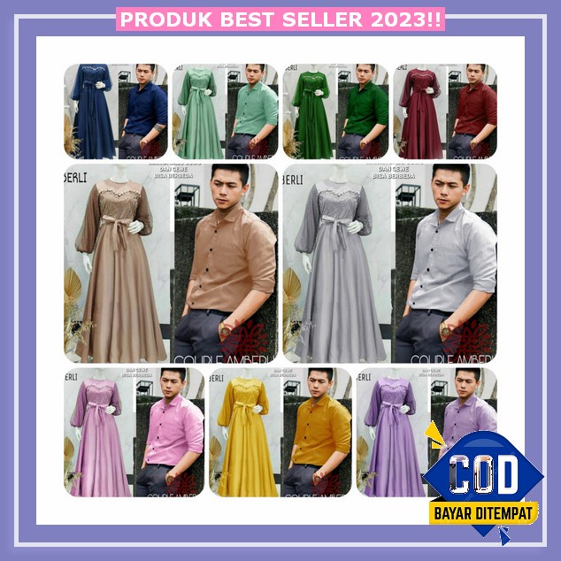 Baju Couple Setelan Pasangan Suami Istri Gamis Kapel Sarimbit Lebaran Model Terbaru 2023 Remaja Dewa