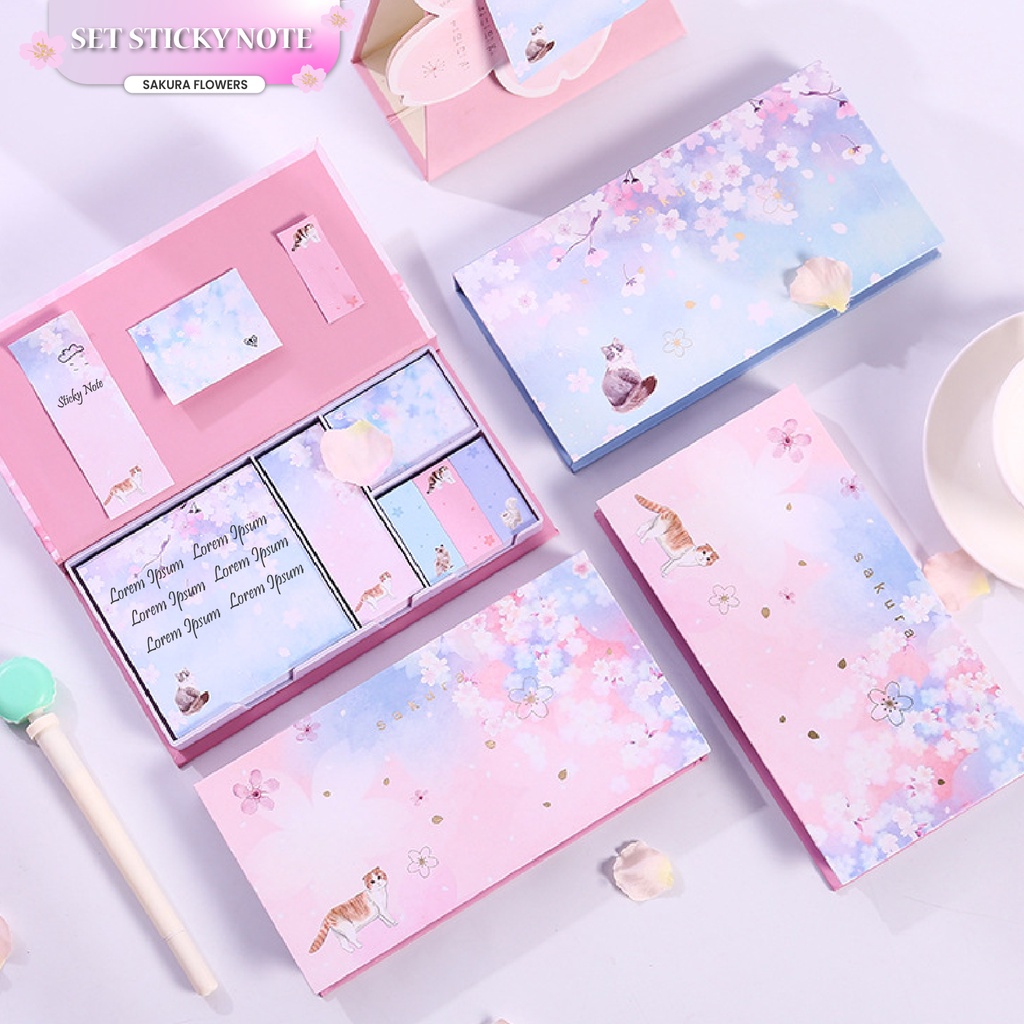 Pretty Set Sticky Note / Post-it Motif Flower Kartun Lucu Untuk Anak Perempuan / Pembatas Buku Karakter Lucu