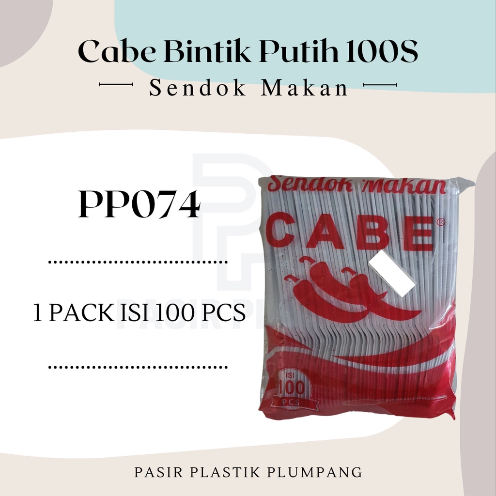 Cabe Bintik Putih 100S || PP074 || Sendok Makan Plastik Isi 100 Biji
