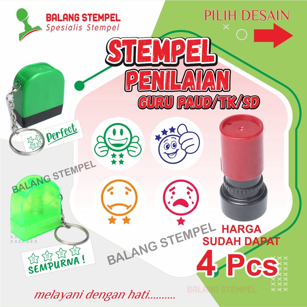 

Stempel Nilai Paud TK SD Stampel Penilaian Guru Bintang Stamp Chacked Character Cap Karakter Senyum