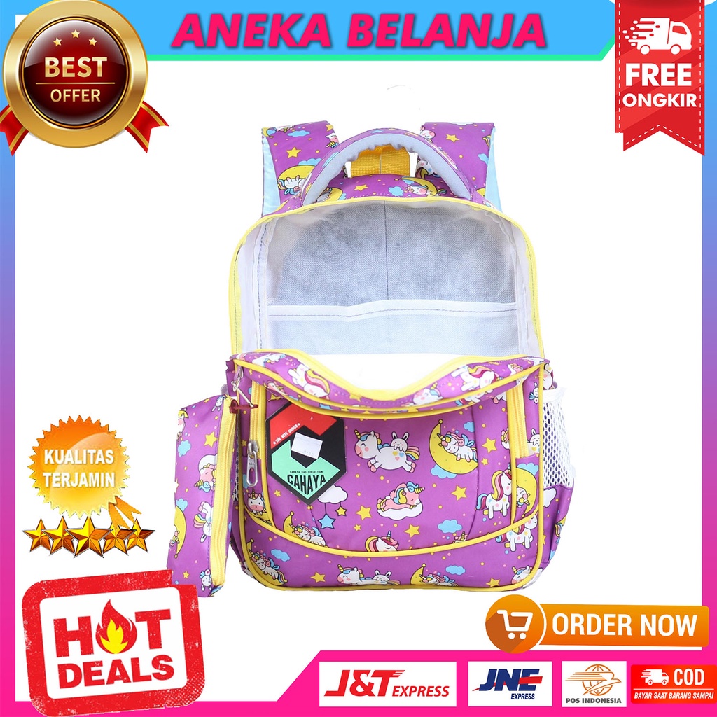 New Arrival Tas Ransel Sekolah Anak Perempuan Cahaya Pony Bulan Warna Ungu Backpack Anak Cewek Premium Lucu Imut Keren Multifungsi Paud TK SD Bahan Awet Tebal Harga Termurah Berkualitas