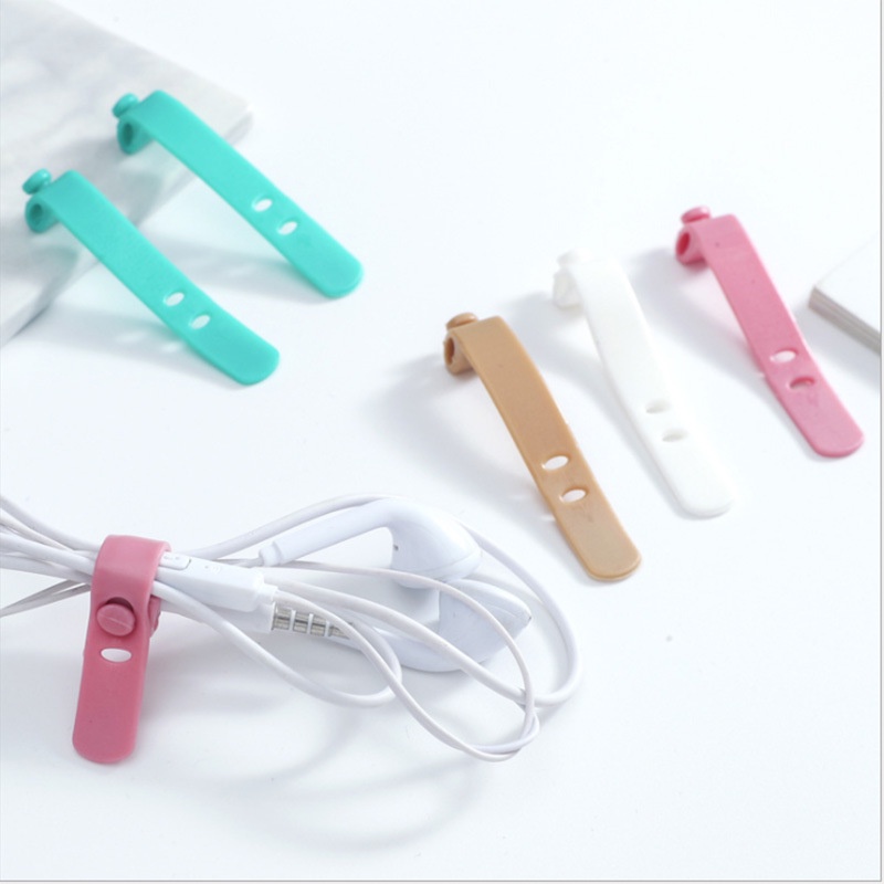 T&amp;Y Pengikat Kabel Charger Silicon Kabel Organizer 1Pcs Cable Clip Cord Holder Penggulung Kabel Headset Karet Perapih Kabel Warna Macaroon Tie Strap Murah Import