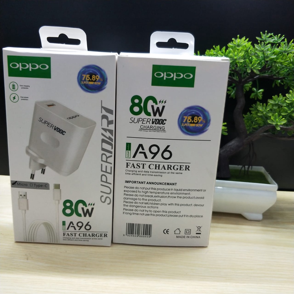 MINIGO CHARGER OPPO A96 80W SUPPORT VOOC &amp; FAST CHARGING KABEL BATOK