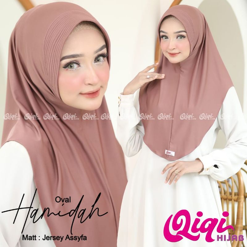 [ Qiqi hijab ] HAMIDAH OVAL GRADE A••hijab instan oval••hijab instan jersey premium