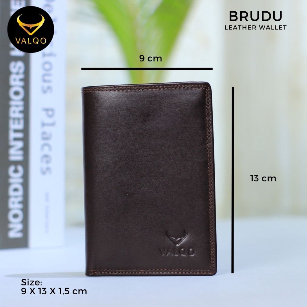 [VALQO] BRUDU Dompet Kulit Sapi Pria Cowok Kartu Laki Berdiri 3/4