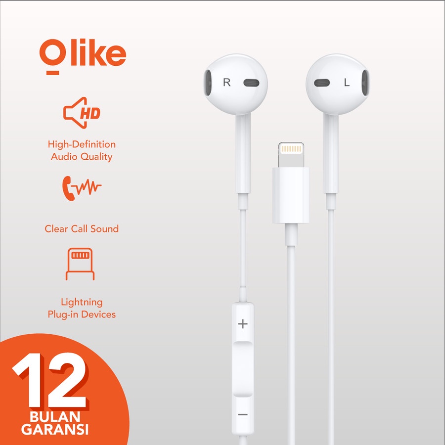 Olike Wired Lightning Earphone Half In Ear HD Audio Quality 3.5mm E12