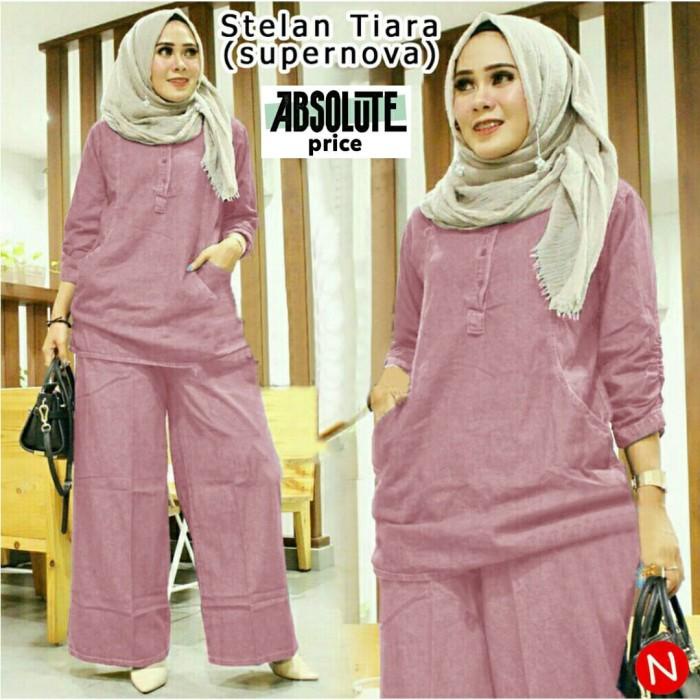 Setelan Tiara, baju gamis wanita+celana jumbo(XL- 3XL) 7 warna