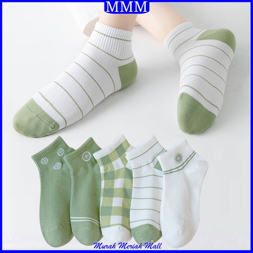 MMM Kaos Kaki Wanita Motif Lime Semata Kaki 6580 Kaos Kaki Pendek Japanese Ankle Socks Korean Unisex Karakter Lemon Hijau Model Simple Cute