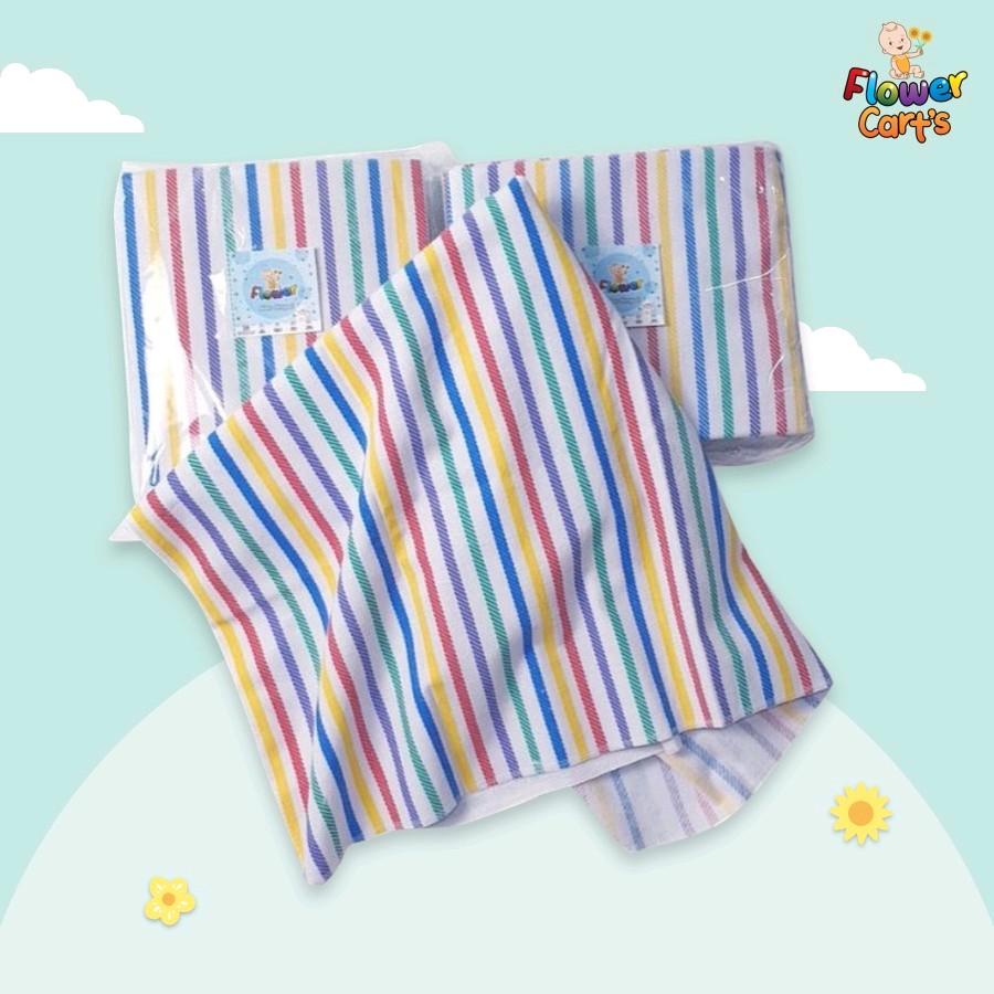 Flower Carts Alas Ompol / Perlak Bayi Salur Kain Lurik Rainbow Murah