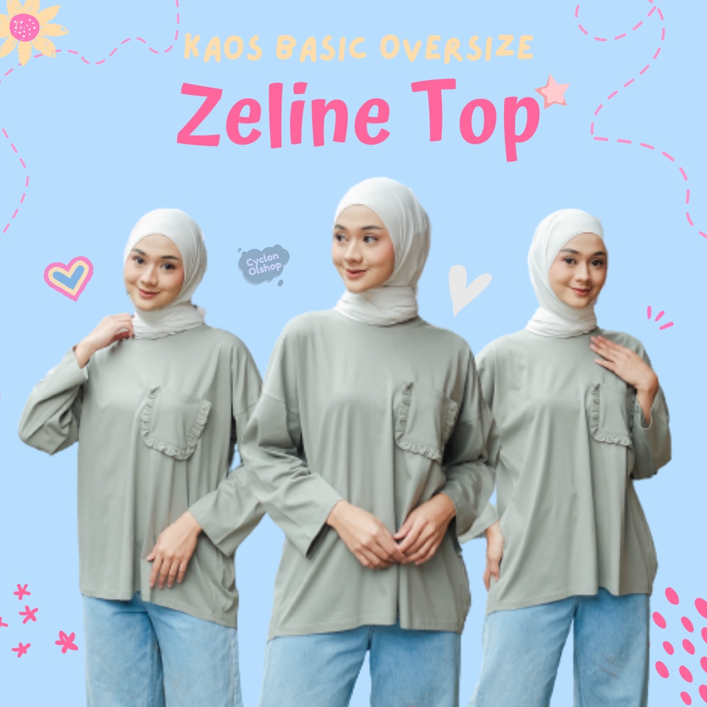 [CYC | COD] REAPICT | Kaos Basic Oversize Zeline Top | Cotton Combed | Atasan XXL Trend Wanita Murah Best Seller