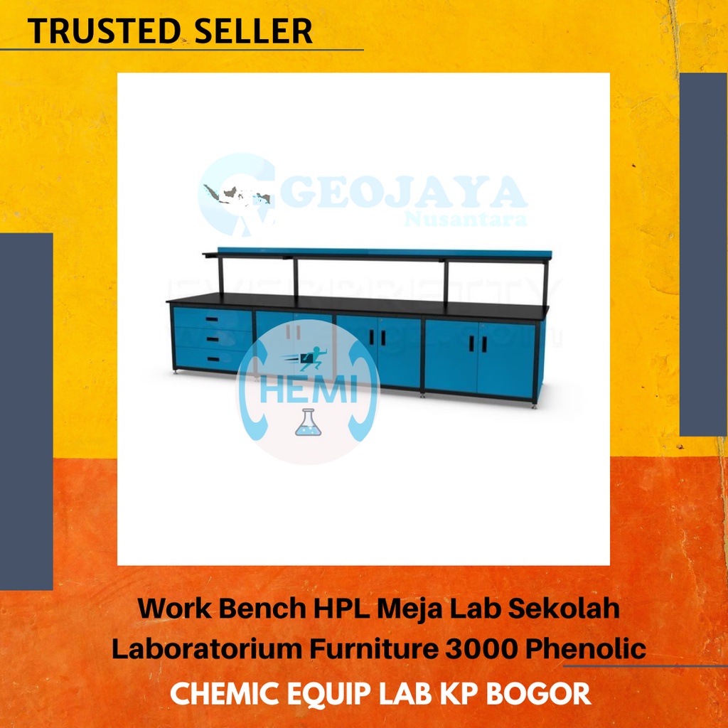 Work Bench HPL Meja Lab Sekolah Laboratorium Furniture 3000 Phenolic