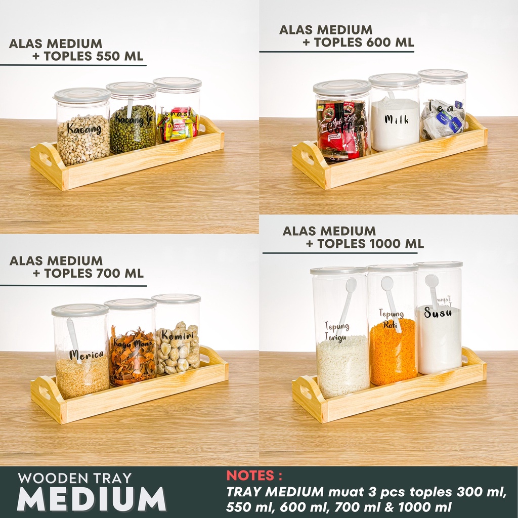 Nampan Baki Alas Kayu (Wooden Tray by Nurdia Home) Wadah / Tatakan toples / Rak dapur - WT01
