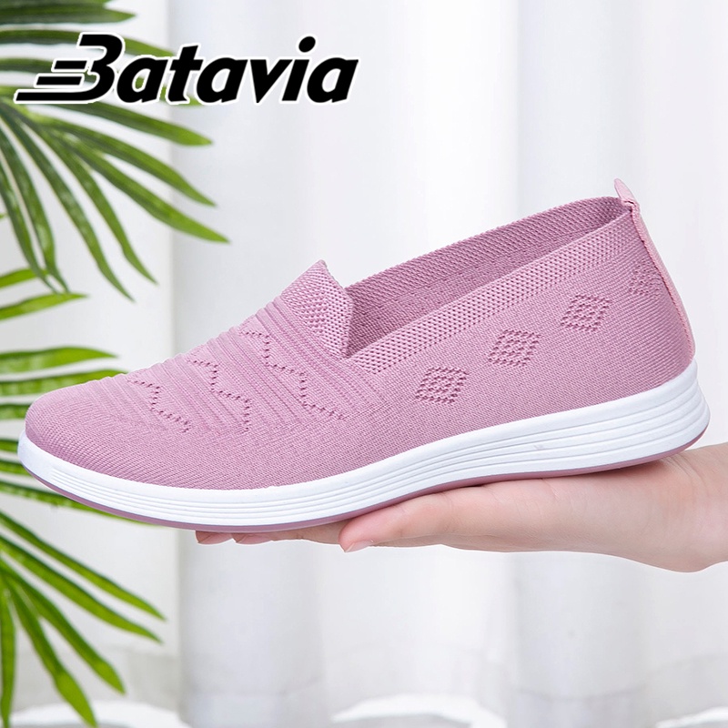 Batavia 2023 baru import sepatu slip on flat wanita rajut premium bernapas Sepatu Wanita ibu sepatu wanita Fashion sepatu ibu Shoes Sepatu pantafel Wanita  sepatu wanita korea A167