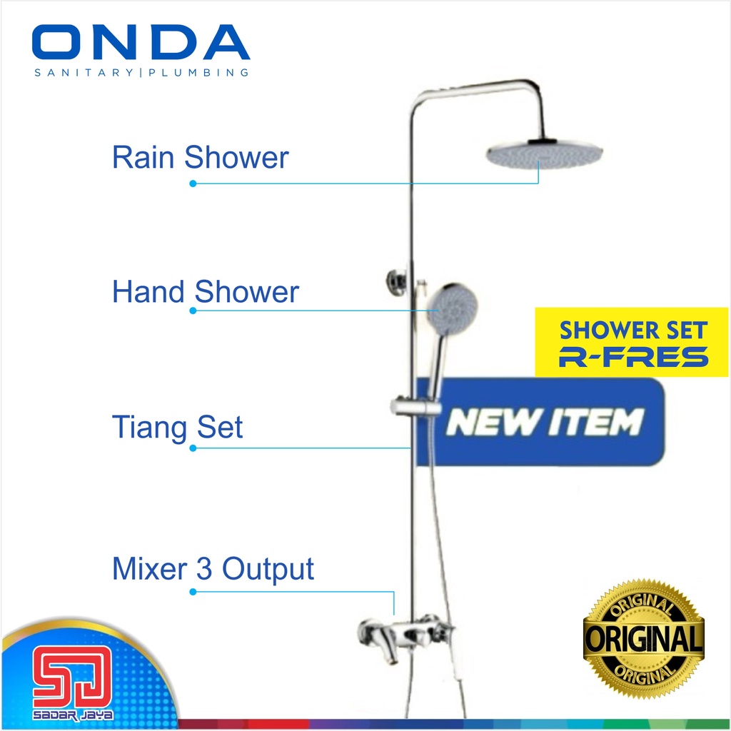 Shower Set ONDA R-FRES Rain Shower Mandi Pancuran Keramas Sower Satu Set Tempel