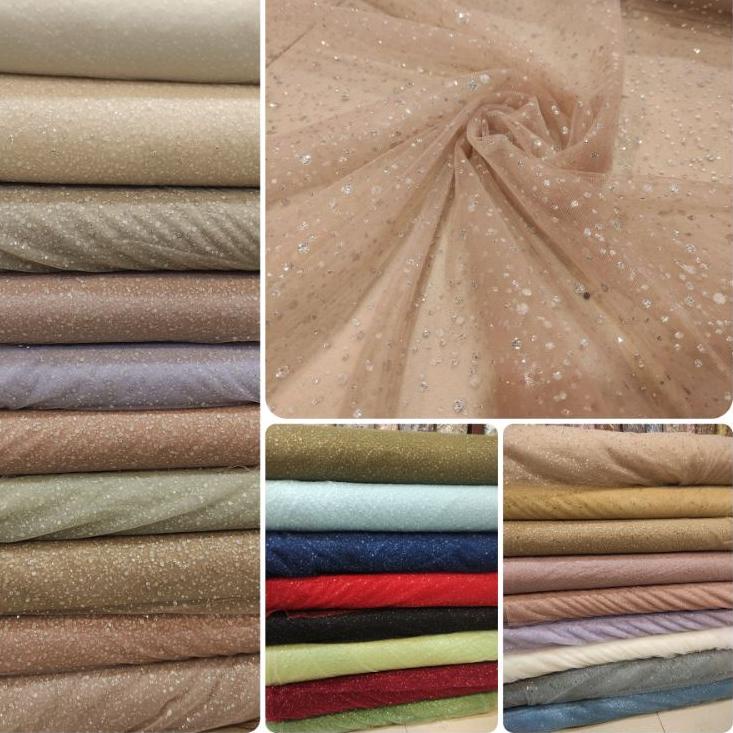 Terbaru Kain Tile Tulle Crush Snow Glitter Zuhair Sparkle Sugar Candy