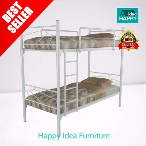 HAPPY IDEA - Andez Ranjang Susun Besi 90 + 90 / Ranjang Tingkat/ Bunk Bed Besi Tebal Kuat Kokoh