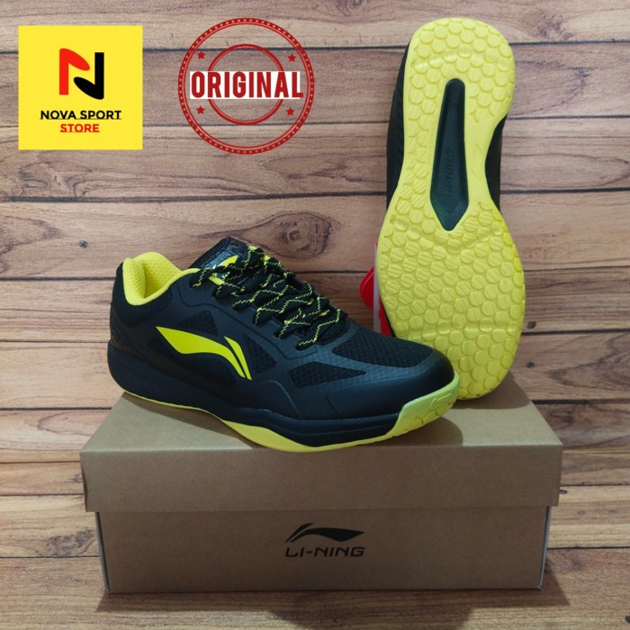 {MentariStore} SEPATU BADMINTON LINING ULTRA PRO - Black Yellow 39 Limited