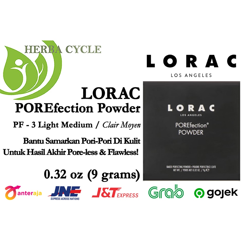 Lorac POREfection Powder (9 gr) PF3 Light Medium / Clair Moyen Shades Bedak Penutup Pori Pori Wajah ORI USA