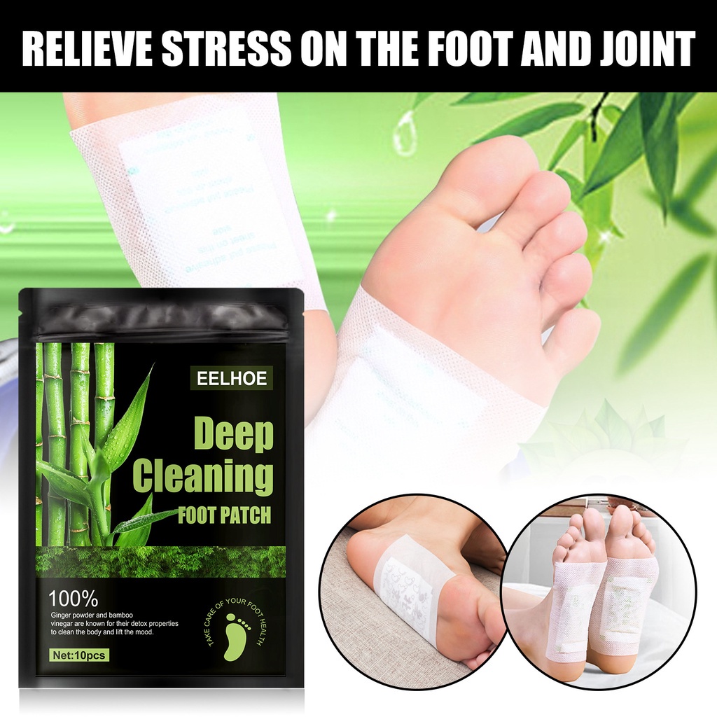 EELHOE Deep Cleaning Foot Patch 10pcs / Wormwood Detox Foot Patch - Koyo Kaki Detox Racun Toksin Detok Kaki - Detoksifikasi / De-Humidifikasi / Tidur Nyenyak