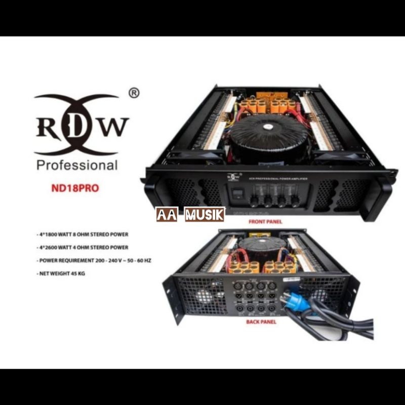 POWER AMPLIFIER RDW ND18PRO 4 CHANNEL ORIGINAL ND 18 PRO