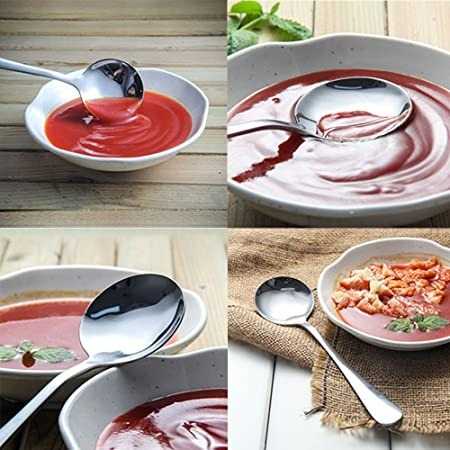 Sendok Makan Soup Spoon Round Stainless Steel Long Handle Sendok Desain Makan Sup Material Stainless Steel