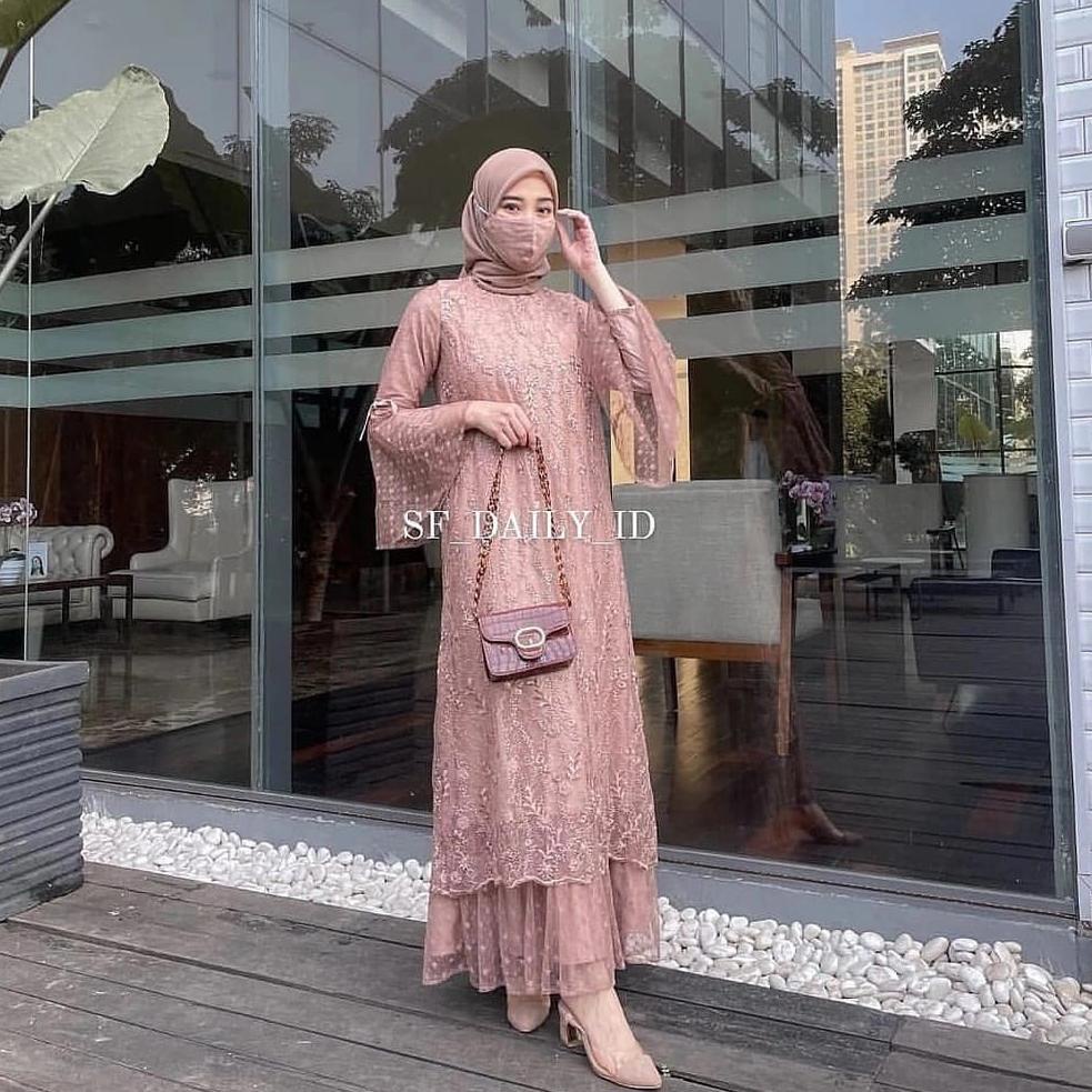 [ART. 677] [ORI]RIRIN DRESS BRUKAT TILE IMPORT/GAMIS BRUKAT/DRESS MUSLIM/KEBAYA MODERN TERBARU 2021/