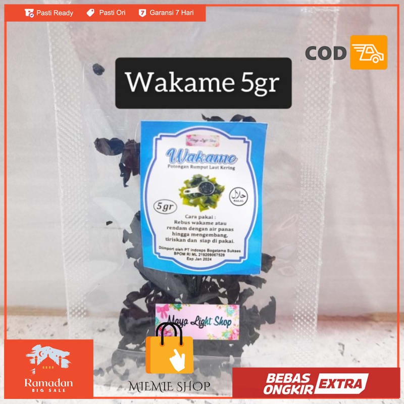 

wakame rumput laut kering halal dried seaweed nori sup jepang korea - wakame 5gr