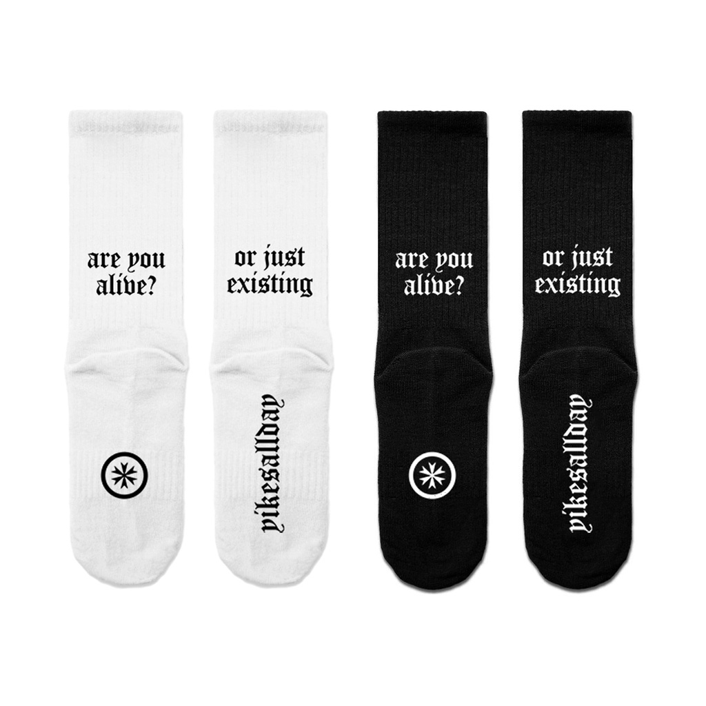 SOCKS | ALIVE | WHITE | BLACK | YIKESALLDAY