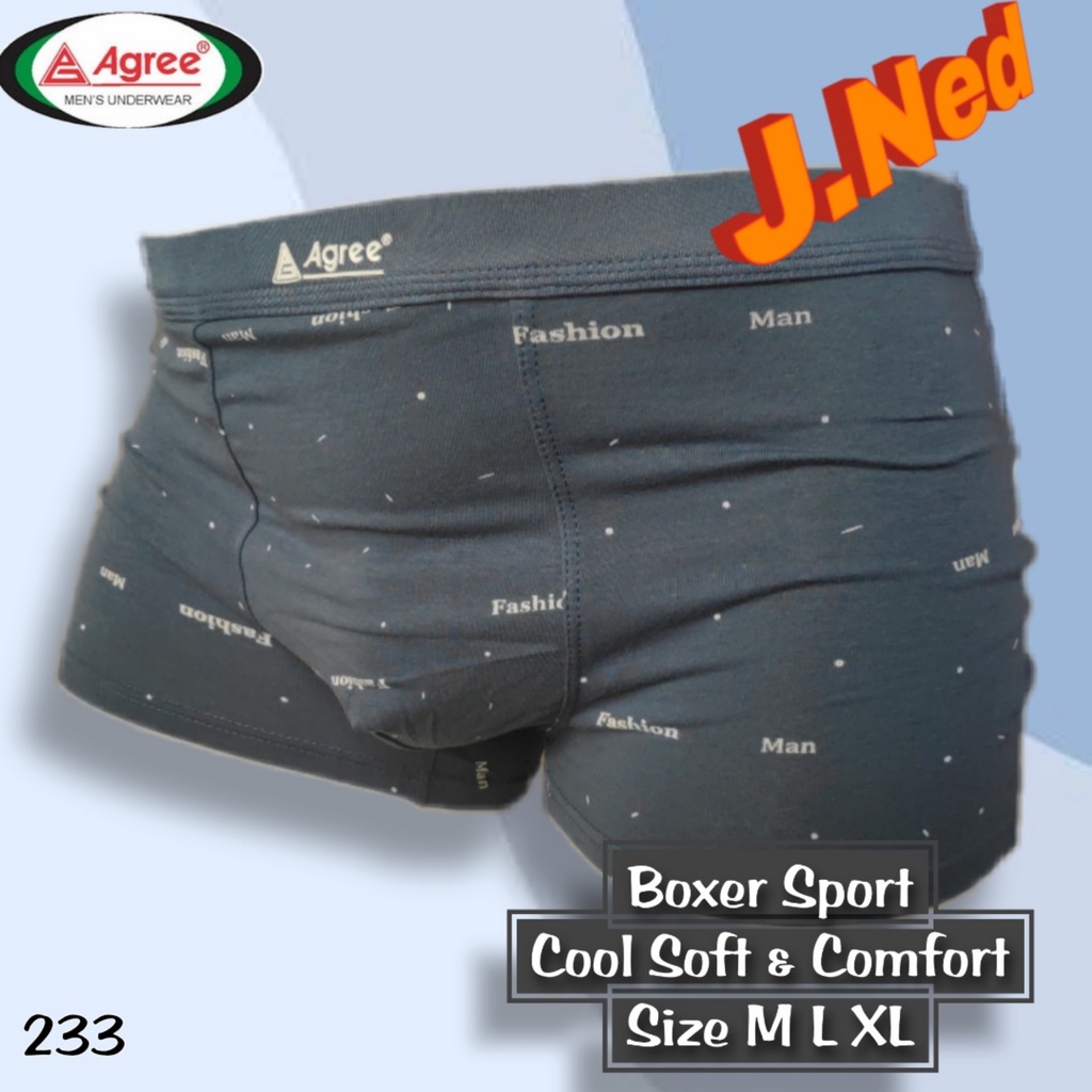 J233T CELANA DALAM BOXER PRIA AGREE SIZE M - XL HARGA 3 PCS