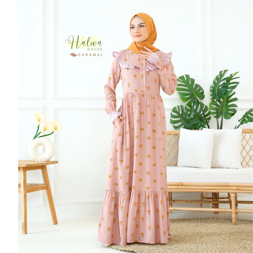 Riskirich Halwa Gamis Homedress Kiyowo Bahan Rayon Valencia Premium