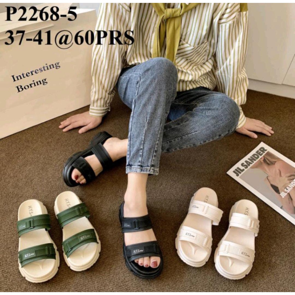 Sandal terbaru sendal wanita Tali 2 Gesper Kekinian 2268-5