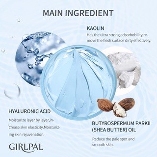 [BPOM]GIRLPAL Hyaluronic Acid Clay Mask 100g Face Masker Organik ( Blackhead Removal ) Wajah Mud Mask